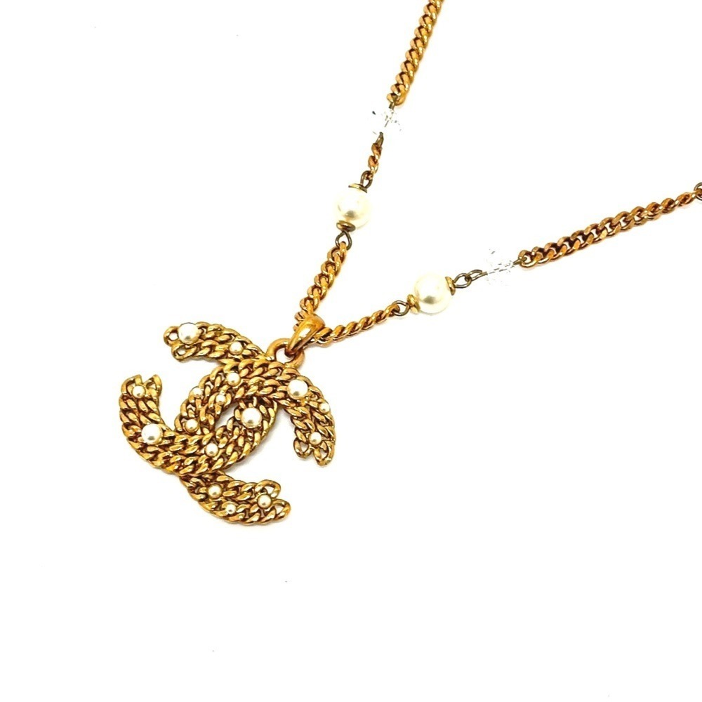 CHANEL Gold Pearl Logo Necklace - Picture 2 of 9